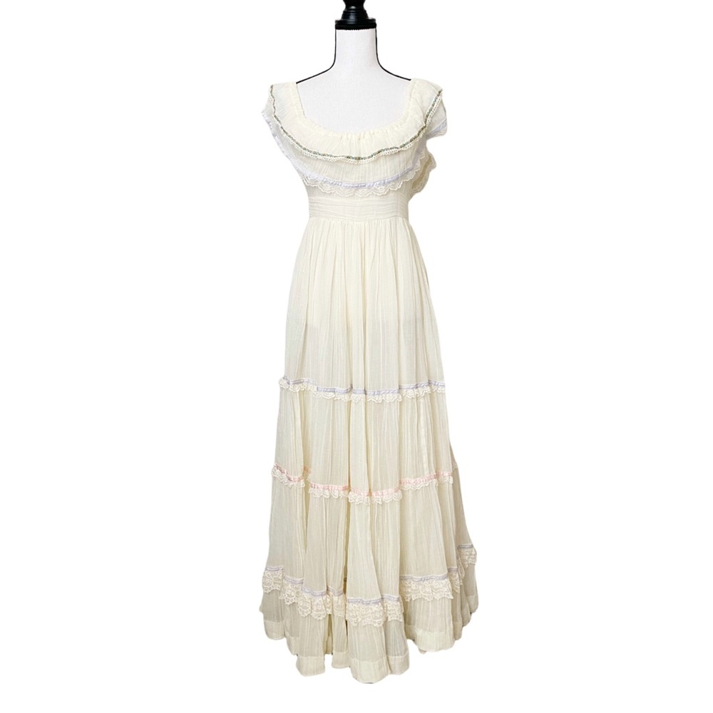 Gunne Sax Off the Shoulder Tiered Maxi Dress - Picture 1 of 13